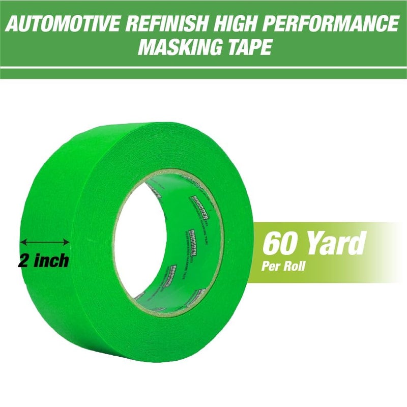 LAUCO DINOGREN High Performance Masking Tape for Car Paint, Heat & Water Resistant, Multi-Purpose Green (2 in (5 Rolls)) - Image 2